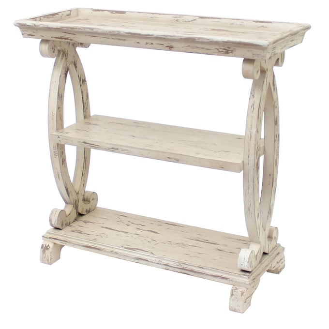 Crestview Collection Newport Distressed White Console Table CRST-CVFZR1538