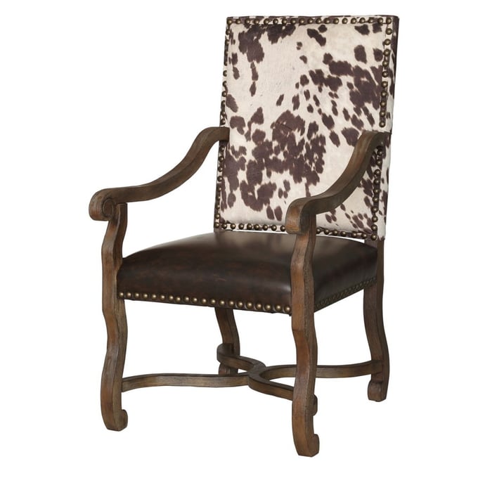 Crestview Collection Mesquite Ranch Leather Faux Cowhide Arm Chair CRST-CVFZR1791