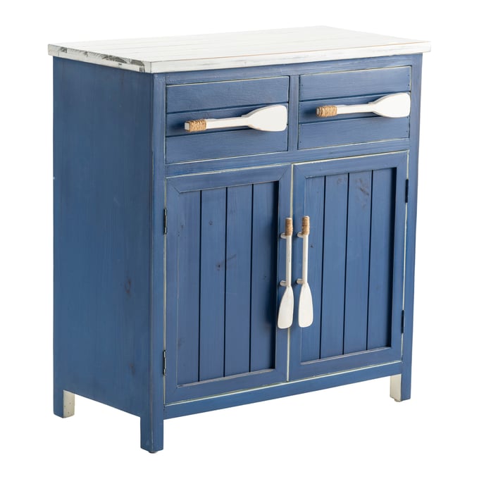 Crestview Collection Cape May Distressed Deep Blue Cabinet CRST-CVFZR1901