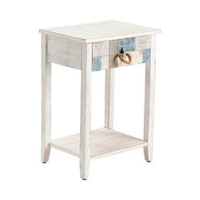 Crestview Collection White Square 1 Drawer End Table