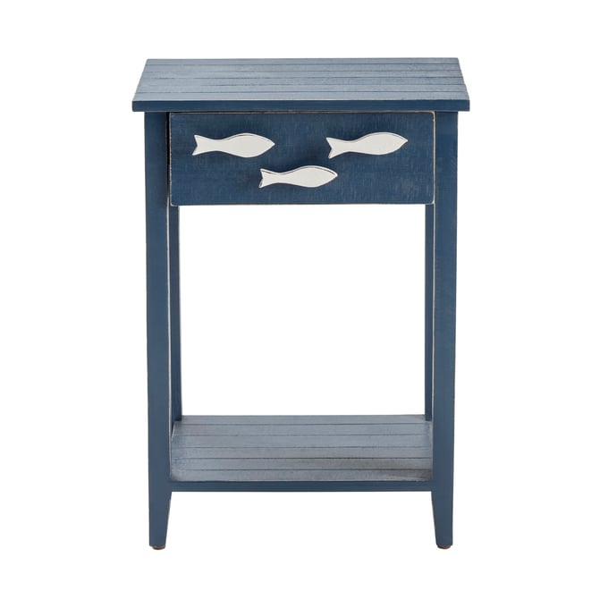 Crestview Collection Blue Square 1 Drawer End Table CRST-CVFZR3562