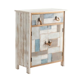 Crestview Collection South Shore Distressed White Brown Cabinet