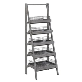 Crestview Collection Hastings Charcoal Grey Angled Etagere Bookcase