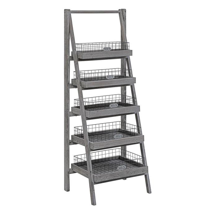 Crestview Collection Hastings Charcoal Grey Angled Etagere Bookcase CRST-CVFZR3587