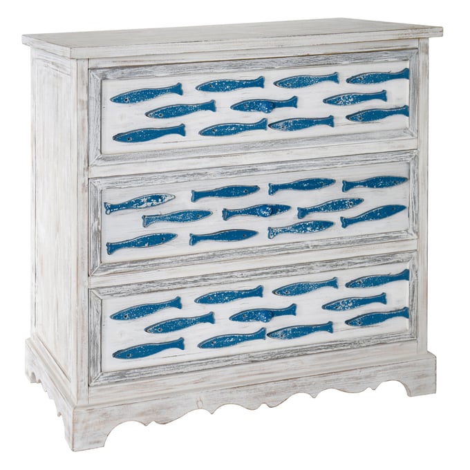 Crestview Collection Upstream White Washed Three Drawer Chest CRST-CVFZR3600