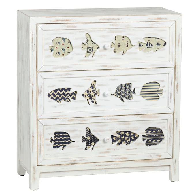 Crestview Collection Hatteras Distressed White Brown Chest CRST-CVFZR5080