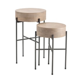 Crestview Collection Natural 2pc Round Accent Tables