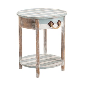 Crestview Collection Blue Round 1 Drawer Accent Table