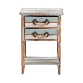 Crestview Collection Blue Square 2 Drawer Accent Table