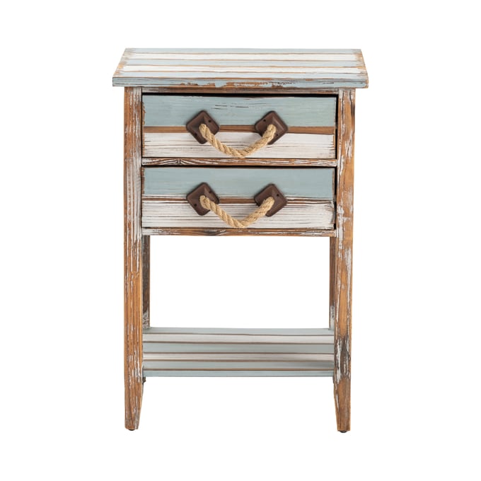 Crestview Collection Blue Square 2 Drawer Accent Table CRST-CVFZR693