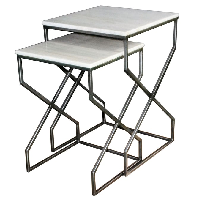 Crestview Collection Marble 2pc Side Nesting Table CRST-EVFNR1045