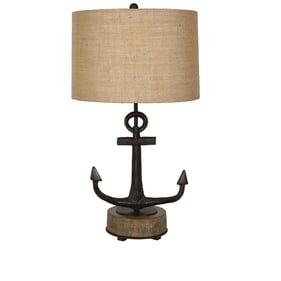 2 Crestview Collection Warf Anchor Black Burlap Table Lamps