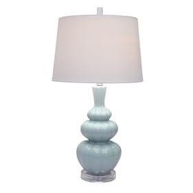 2 Crestview Collection Strata Light Blue White Table Lamps