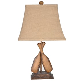 2 Crestview Collection Oar Burlap Accent Table Lamps