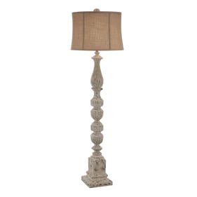 Crestview Collection Bierstadt Aged White Burlap Floor Lamp