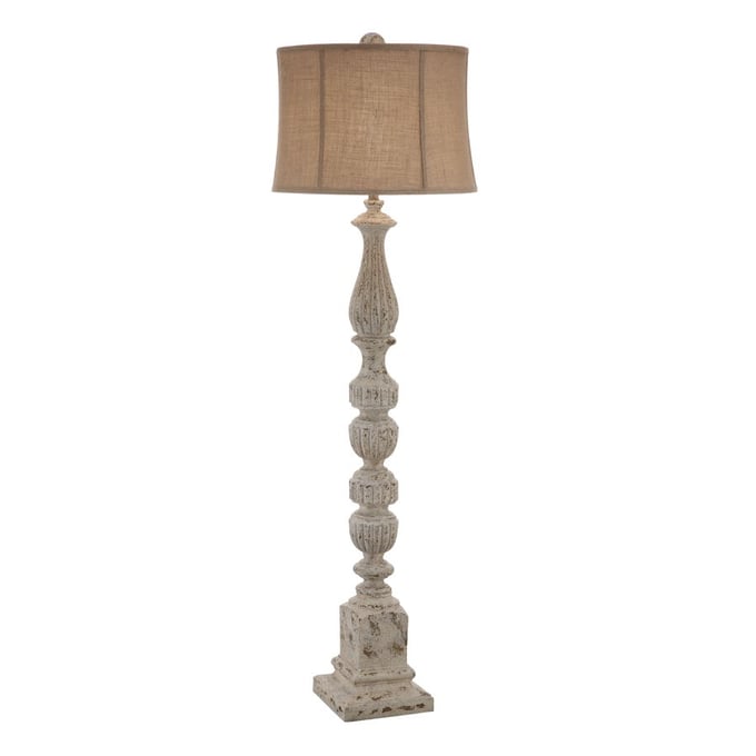 Crestview Collection Bierstadt Aged White Burlap Floor Lamp CRST-CVAVP1151