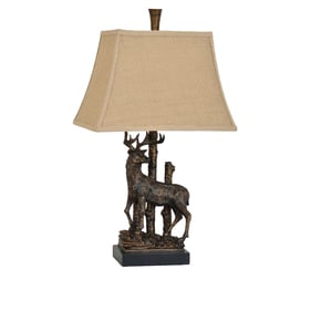 Crestview Collection Deer Bronze Burlap Table Lamp