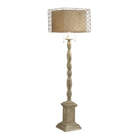 Crestview Collection Holcomb Distressed White Natural Floor Lamp