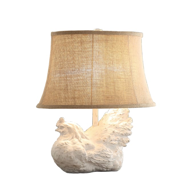 2 Crestview Collection Rooster White Washed Burlap Table Lamps CRST-CVAVP894