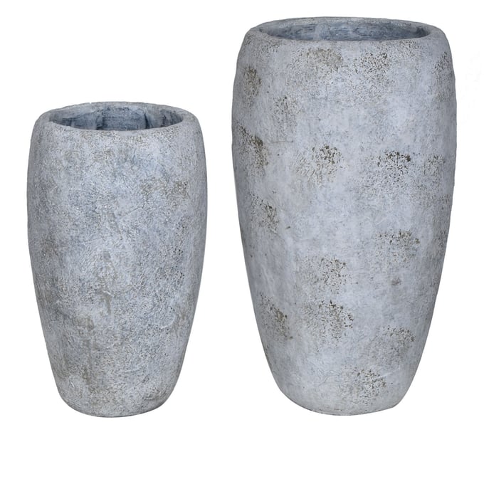 Crestview Collection La Palata Natural Concrete 2pc Vase Set CRST-CVDEP1017