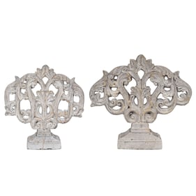 Crestview Collection Rustic White Grey 2pc Filigree Statue Set