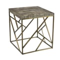 Bengal Manor Burnished Ebony Mango Wood With Crazy Cut Iron Aged Gold Square End Table