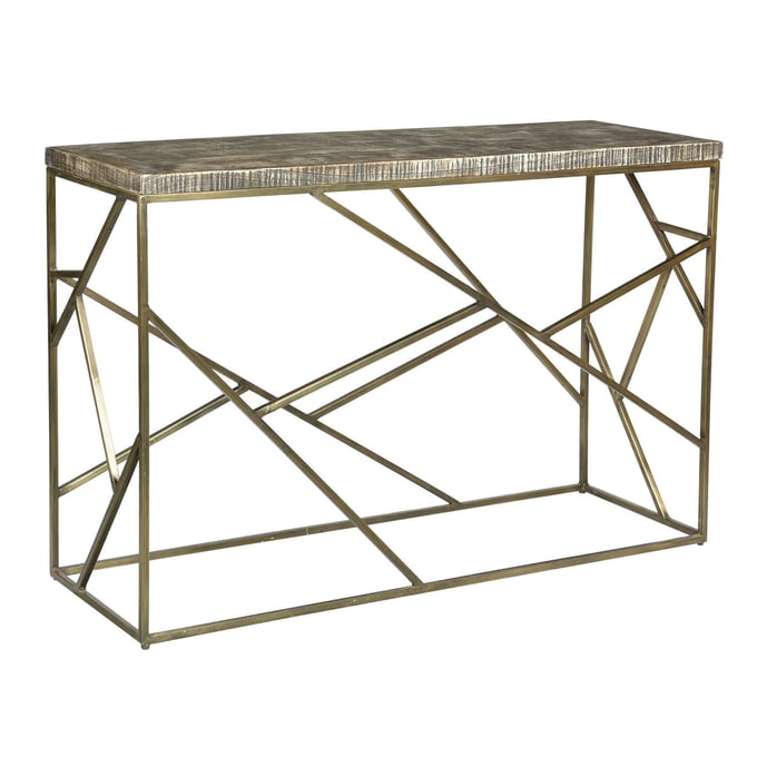 Crestview Collection Bengal Manor Burnished Ebony Gold Rectangle Console Table CRST-CVFNR684