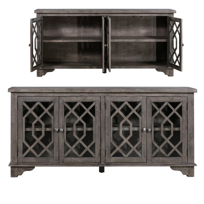 Crestview Collection Pembroke Distressed Grey Plantation 4 Doors Sideboard CRST-CVFVR8029