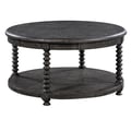 Pembroke Plantation Recycled Pine Distressed Grey Turned Leg Round Cocktail Table