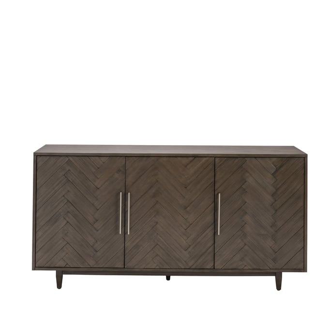 Crestview Collection Hawthorne Estate Charcoal Grey 3 Doors Chevron Sideboard CRST-CVFVR8132