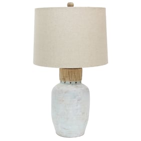 Crestview Collection Isla Cane White Washed Natural Wrapping Table Lamp