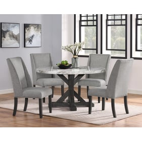 Crown Mark Vance Faux Marble Round 5pc Dining Room Set