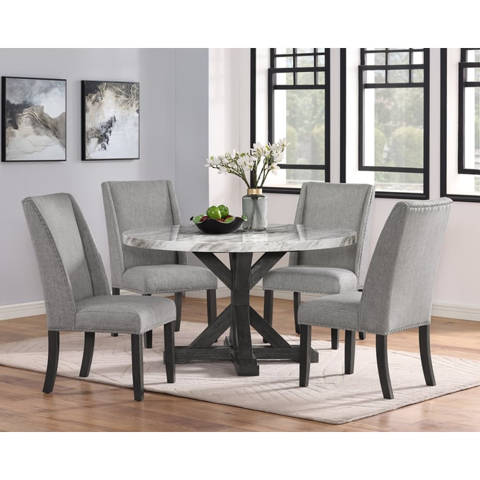 Crown Mark Vance Faux Marble Round 5pc Dining Room Set CRW-1318-DR-S3