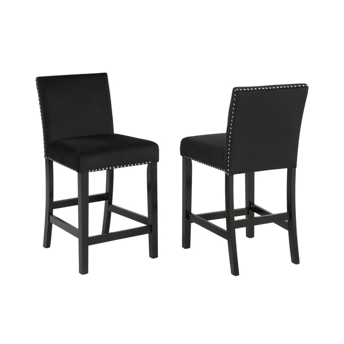 2 Crown Mark Lennon Black Counter Side Chairs CRW-1715S-24-BK