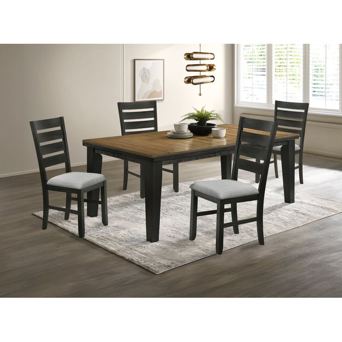 Crown Mark Bardstown Wheat Charcoal 5pc Dining Room Set CRW-2152WC-T-4282-DR-S2