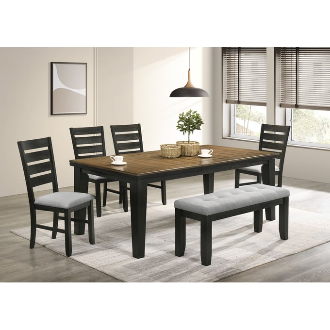 Crown Mark Bardstown Wheat Charcoal 6pc Dining Room Set CRW-2152WC-T-4282-DR-S1