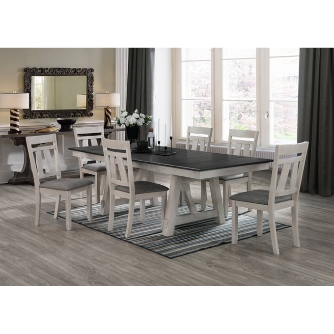 Crown Mark Maribelle Chalk Grey 7pc Dining Room Set CRW-2158CG-DR-S2