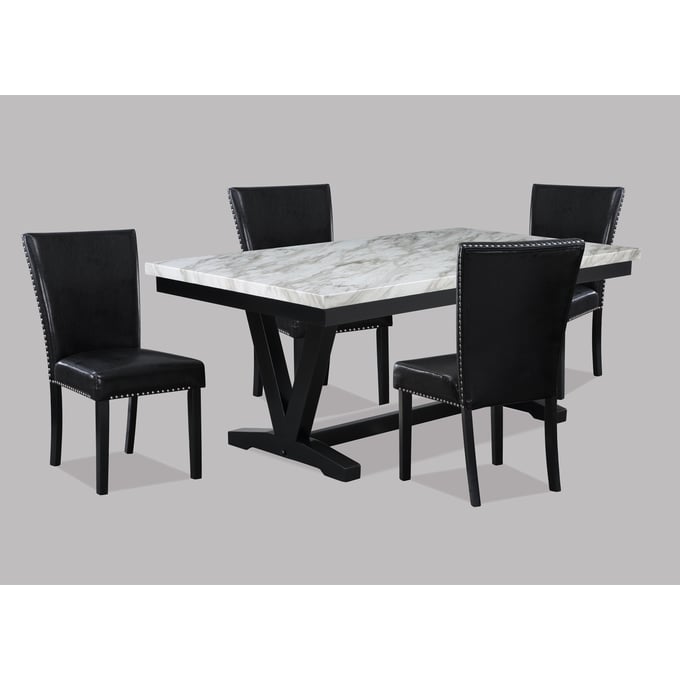 Crown Mark Tanner Black White 5pc Dining Room Set CRW-2222-4272-DR-S1