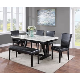 Crown Mark Tanner Black White 6pc Dining Room Set