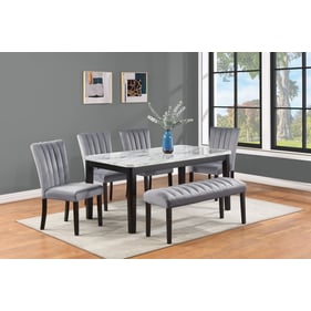 Crown Mark Pascal White Black 6pc Dining Room Set