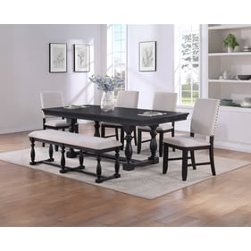 Crown Mark Regent Charcoal Black 6pc Dining Room Set