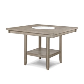 Crown Mark Fulton White Oak Counter Height Table With Marble Lazy Susan