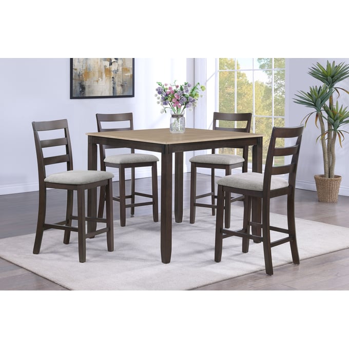 Crown Mark Branson Light Brown 5pc Counter Height Set CRW-2755LB-SET