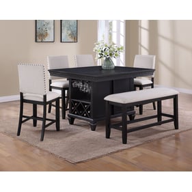 Crown Mark Regent Charcoal Black 6pc Counter Height Set