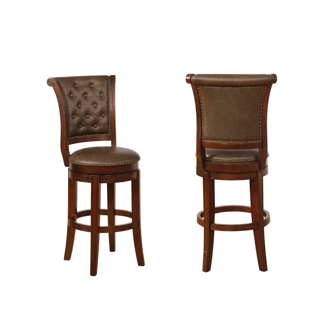 2 Crown Mark Granville Espresso Swivel Bar Height Stools CRW-2992C-29-ESP