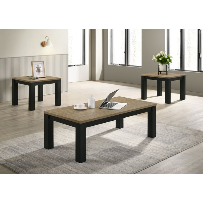 Crown Mark Theo Natural 3pc Cocktail Table Set CRW-4168SET-NAT