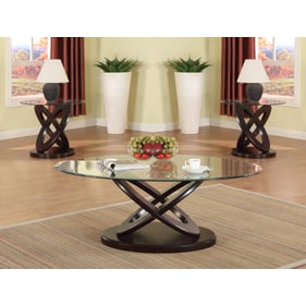 Crown Mark Cyclone Brown Clear 3pc Coffee Table Set