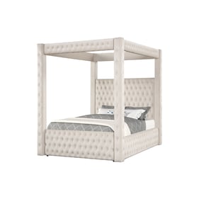 Crown Mark Annabelle Ivory Queen Canopy Bed