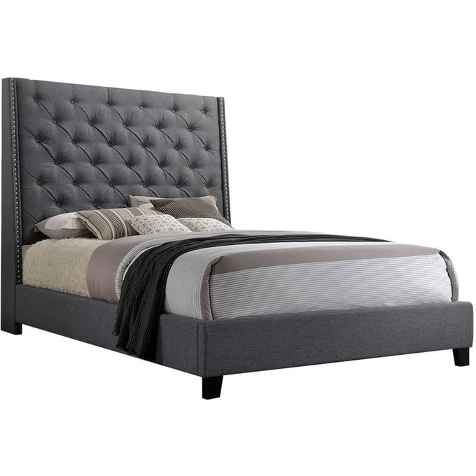 Crown Mark Chantilly Grey Polyester Queen Bed CRW-5265GY-Q-BED