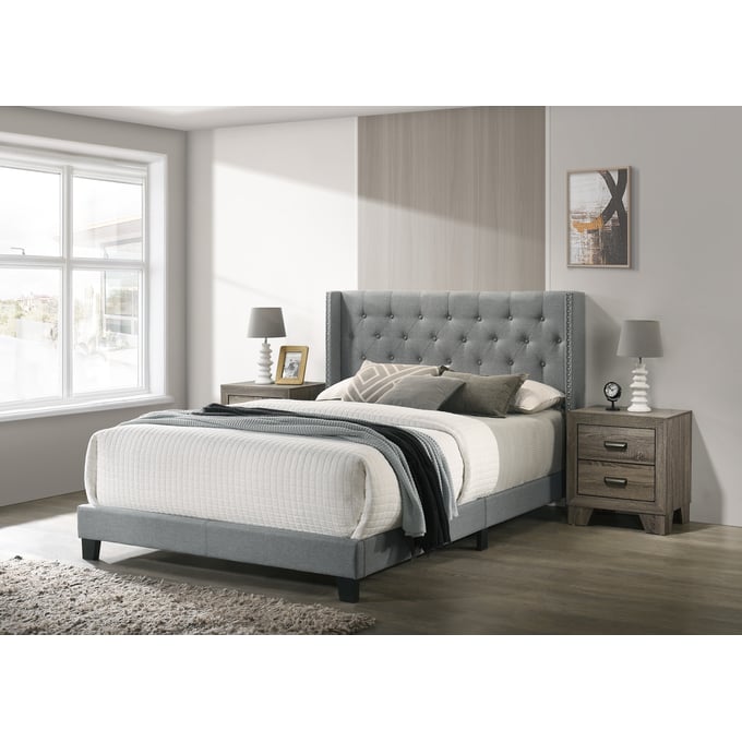 Crown mark florence store gray panel bed